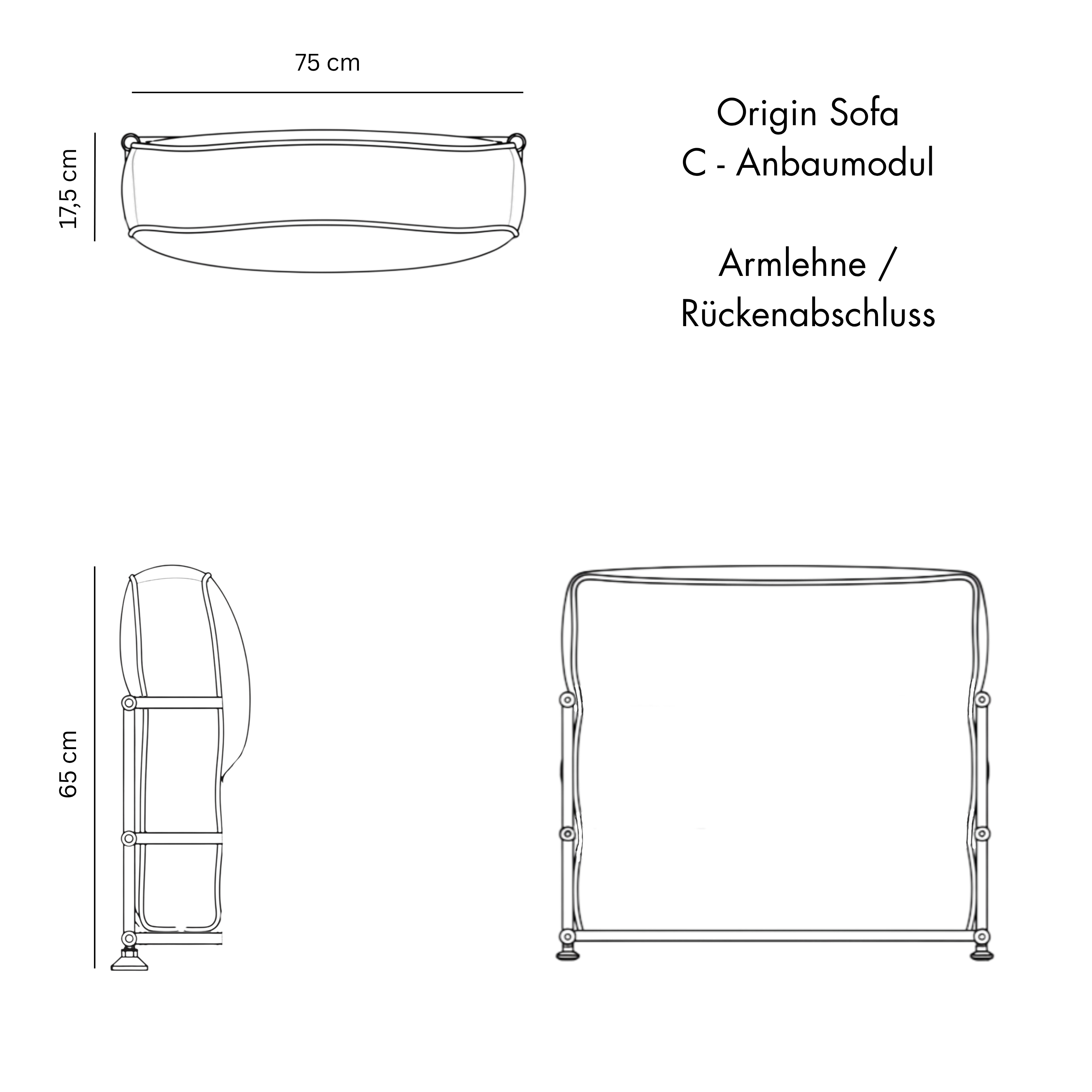 C-Anbaumodul (Armlehne / Rücken) für Origin Sofa