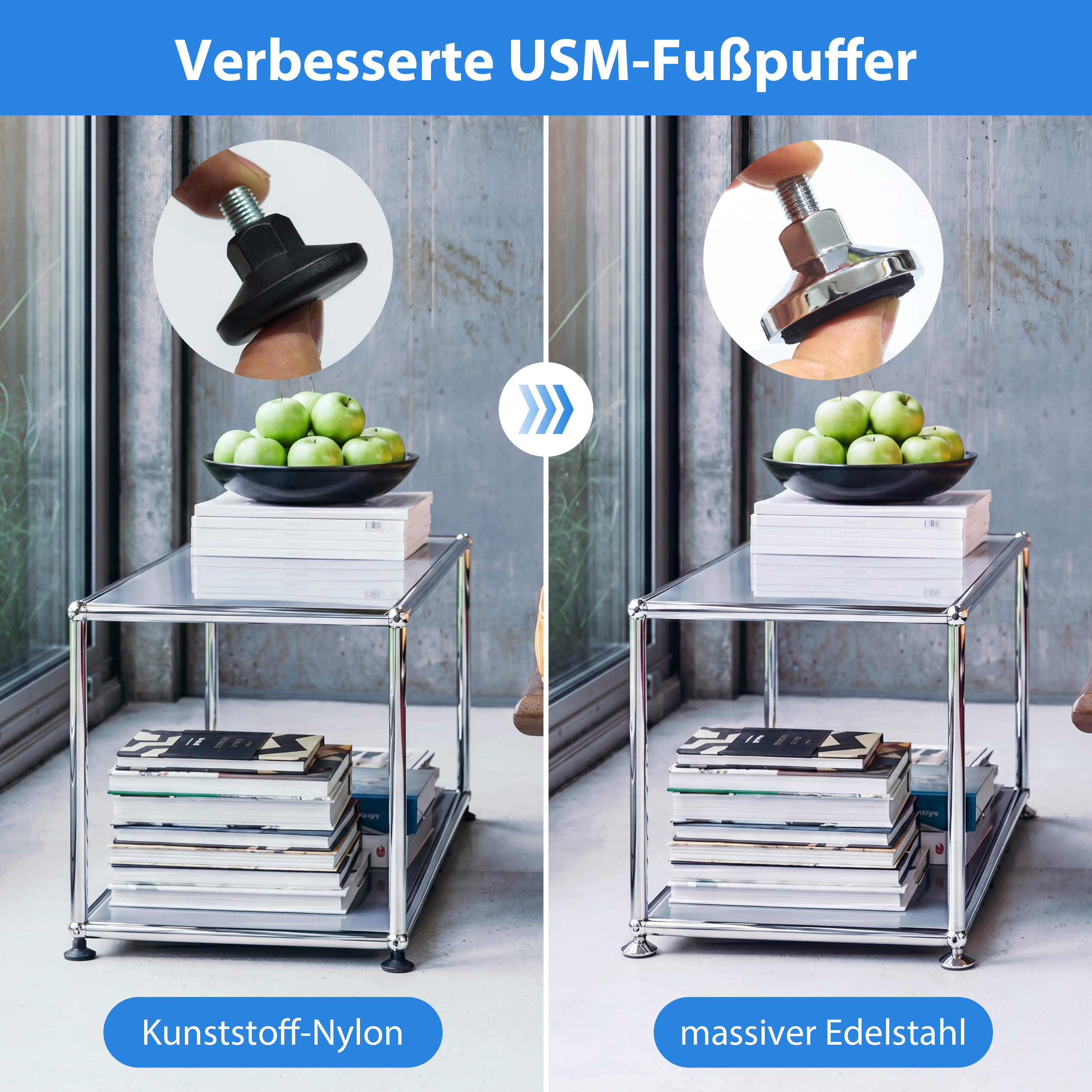 HAUS Lab Chromfuß kompatibel mit USM Haller 4er-Set