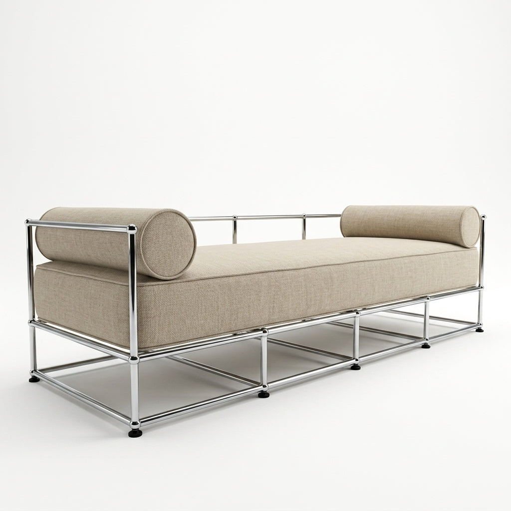 Origin Bett 75 × 200 als Daybed mit Sitzauflage und Rollenkissen