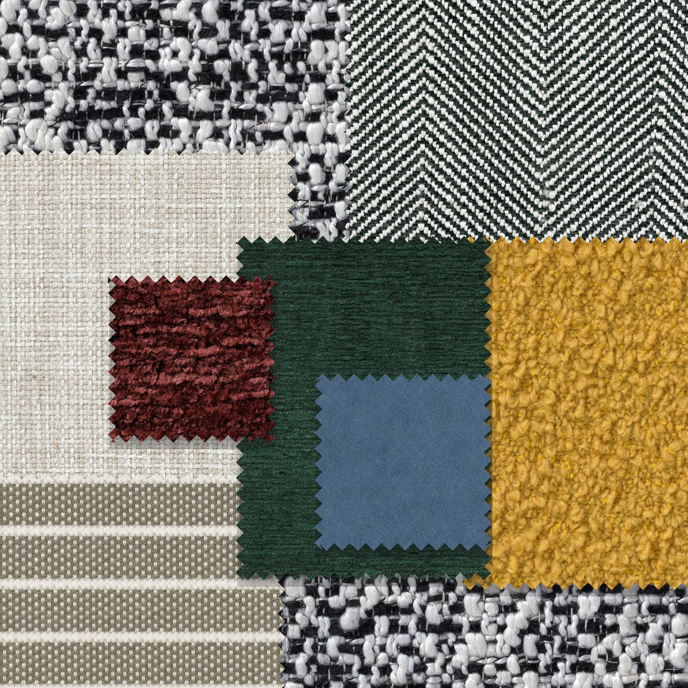 Sofastoffe im Vergleich: Bouclé, Chenille, Tweed, Panama, Samt und Mikrofaser
