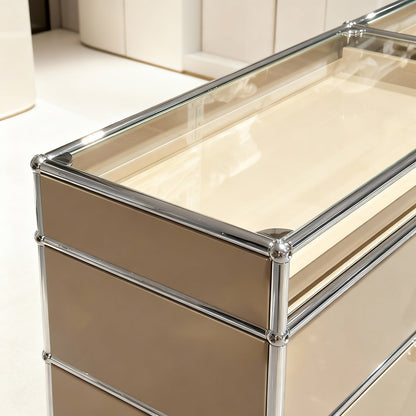 HAUS Lab Glas-Tablar (ESG) kompatibel mit USM Haller Komplett-Set – inkl. Chromecken