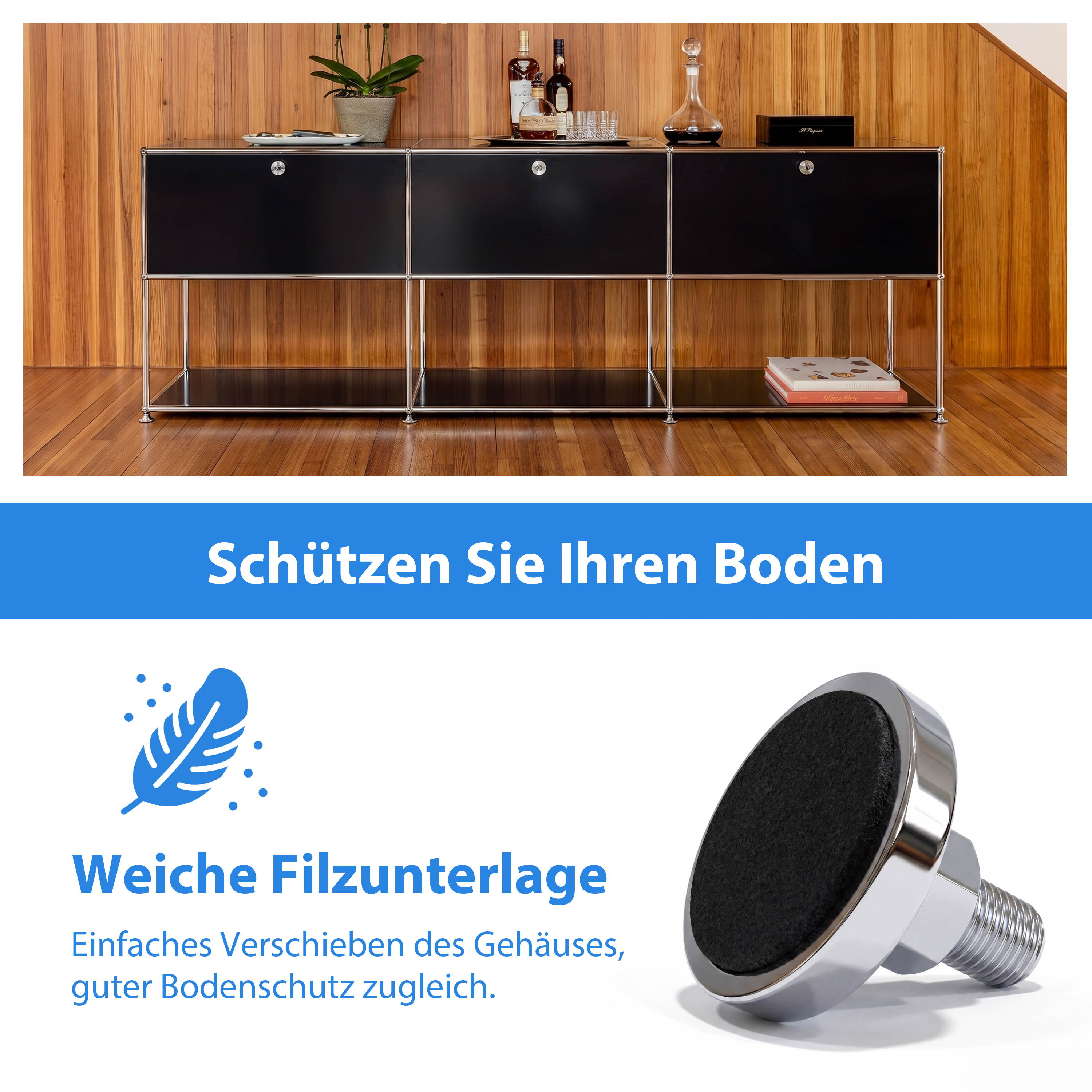 HAUS Lab Chromfuß kompatibel mit USM Haller 4er-Set