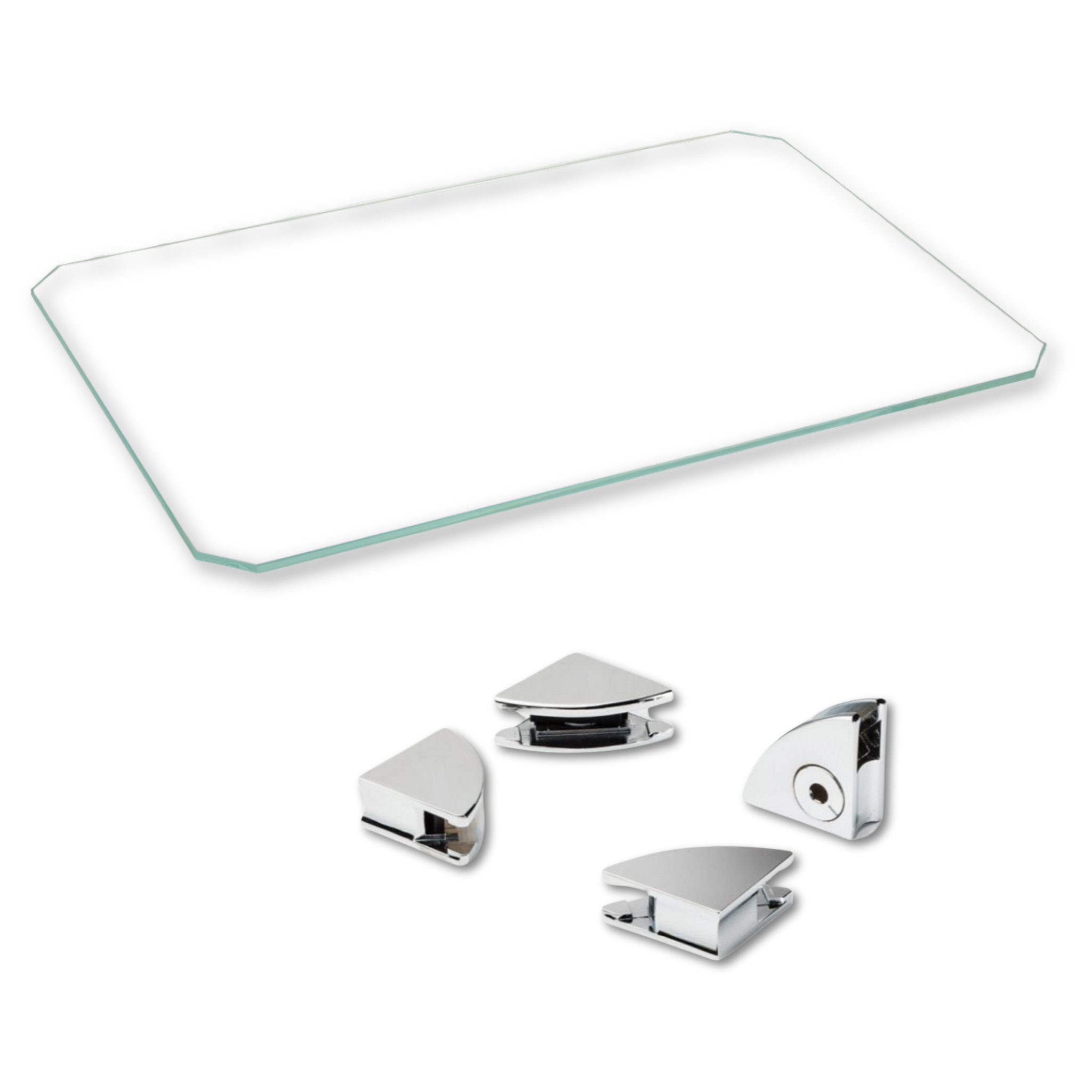 HAUS Lab Glas-Tablar (ESG) kompatibel mit USM Haller Komplett-Set – inkl. Chromecken